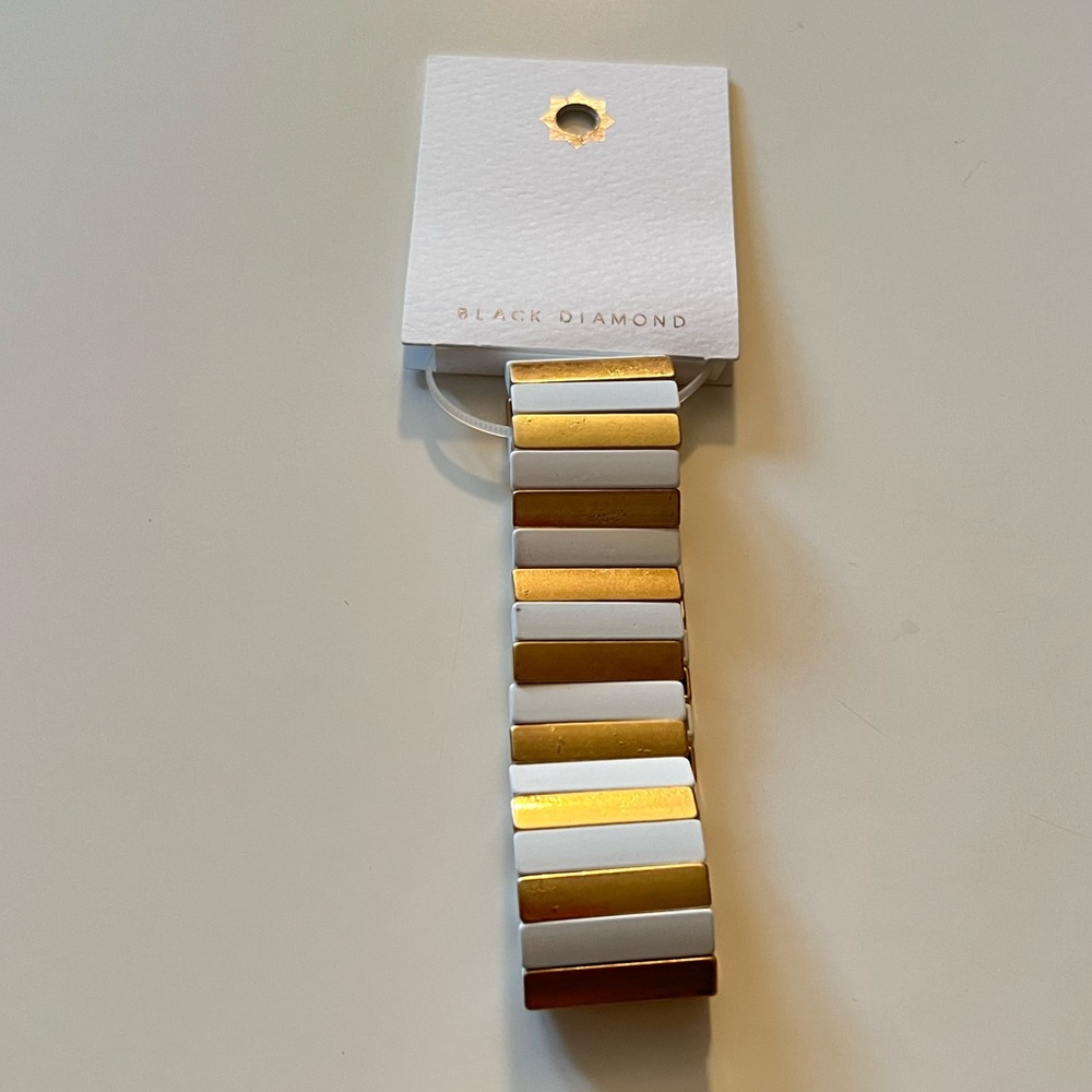 Gold and white chunky stretchy statement bracelet